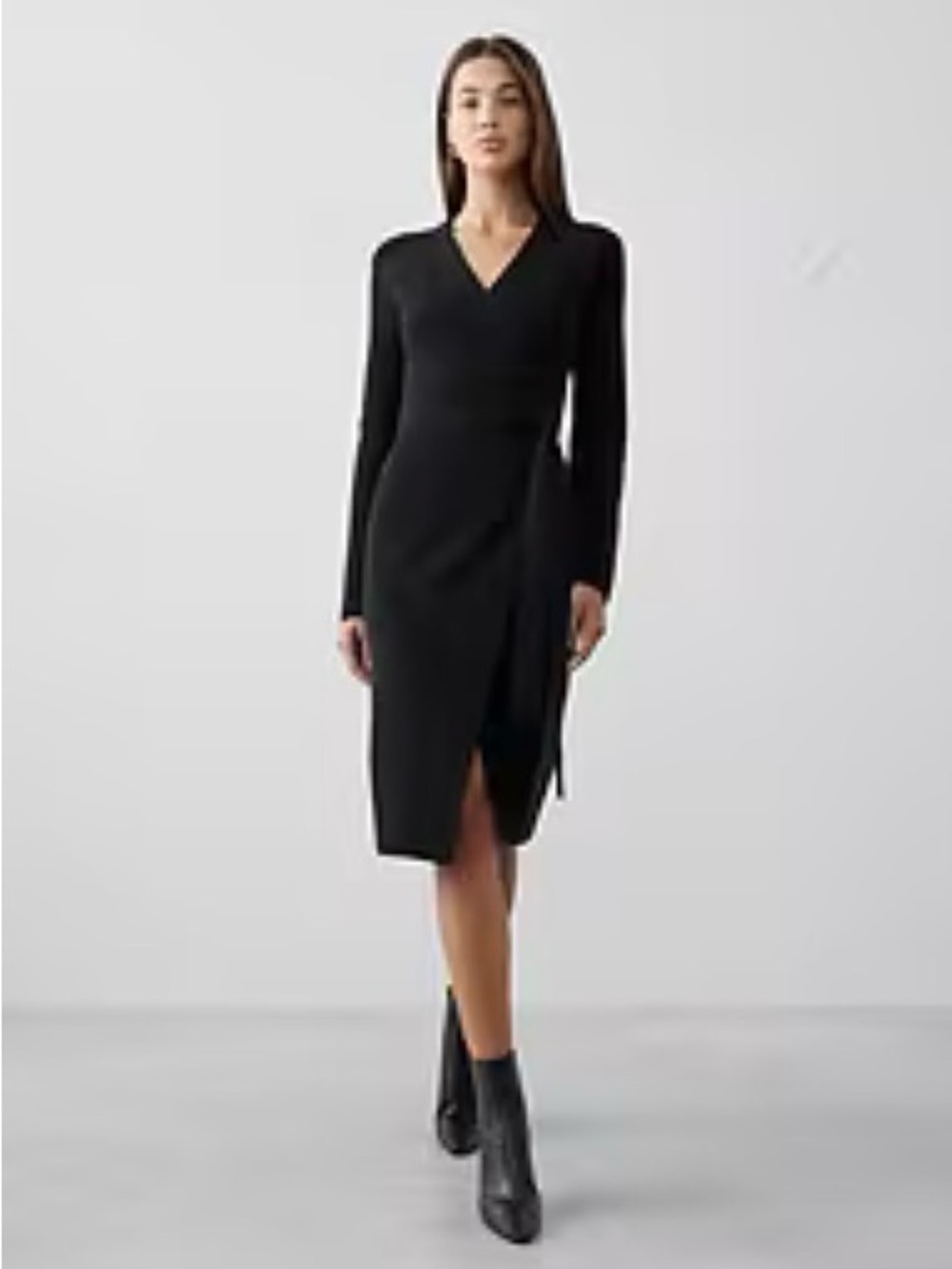 Banana Republic Wrap Knee Length Sweater Dress. Black Extra Large NWOT